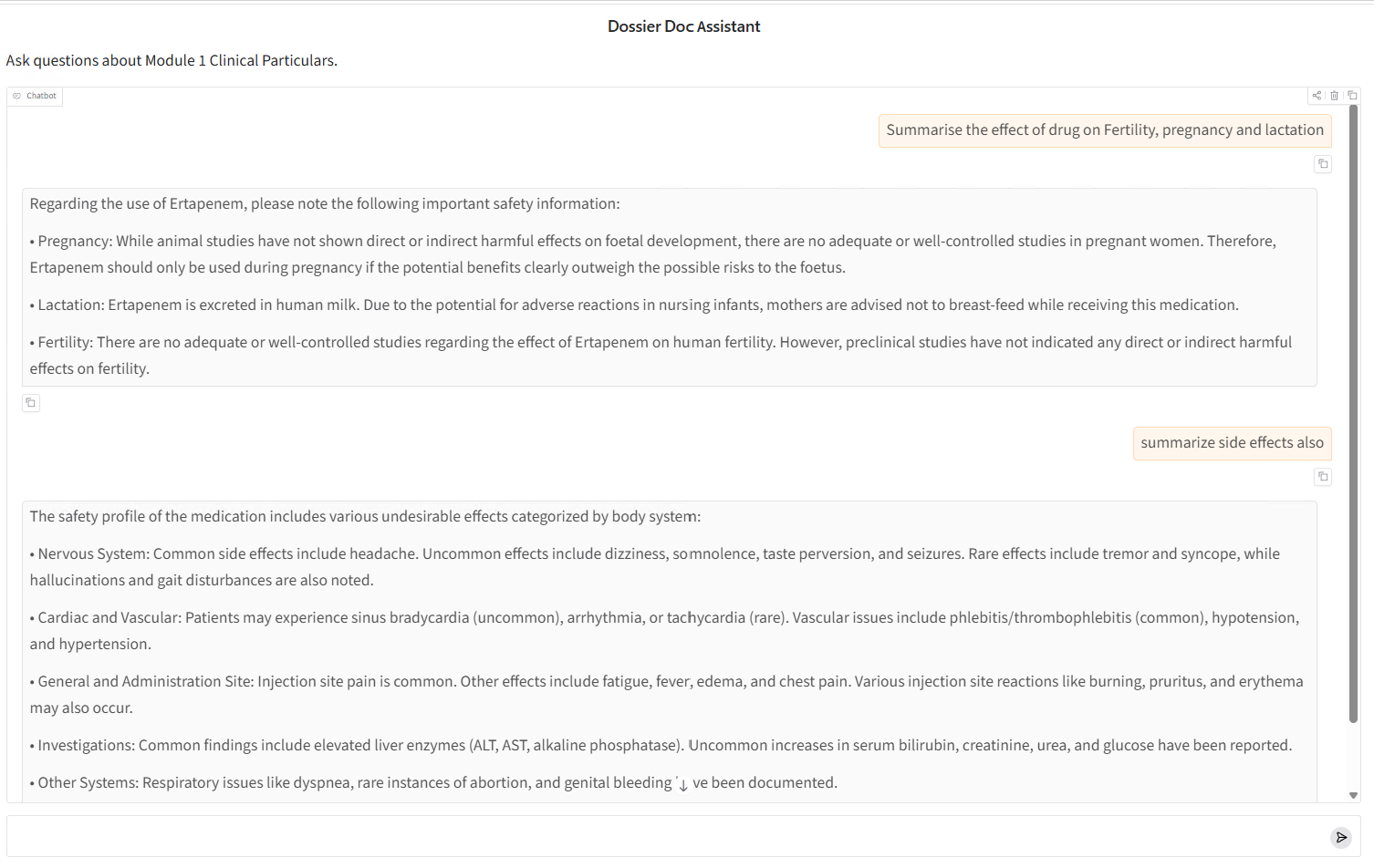 Drug Registration Dossier Chatbot